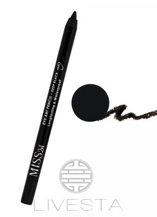 Водостійкий олівець для очей miss2m насичений чорний, 1,8 г