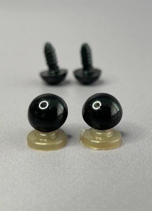 10 шт - очі гвинтові для іграшок 12 мм з фіксатором - чорний