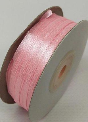 Лента атласная 0,3 см. (3мм) розовая бледная