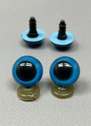 5 пар - очі гвинтові для іграшок 16 мм з фіксатором - блакитний