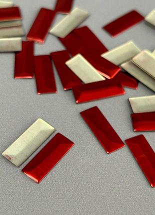 10г - металлостразы термоклеевые, прямоуголник 6х16 мм - красный
