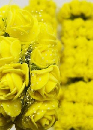 Фоаміранові трояндочки з фатіном (144шт) жовтий
