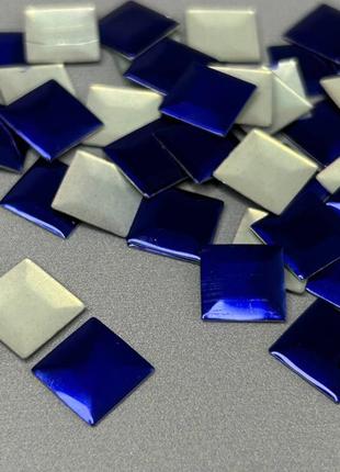 10г - металлостразы термоклеевые, квадрат 10 мм - синий индиго