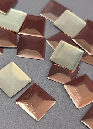 10г - металлостразы термоклеевые, квадрат 13 мм - розовый