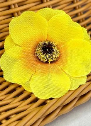 Искусственный цветок мак 5 см - желтый