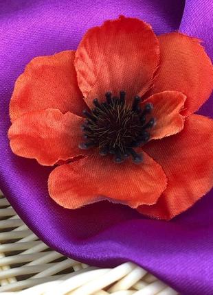 Искусственный цветок мак 7 см - оранжевый