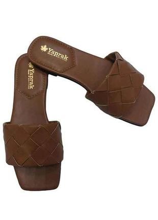 Шльопанці екошкіра коричневий 003 р.38 тм yaprak shoes