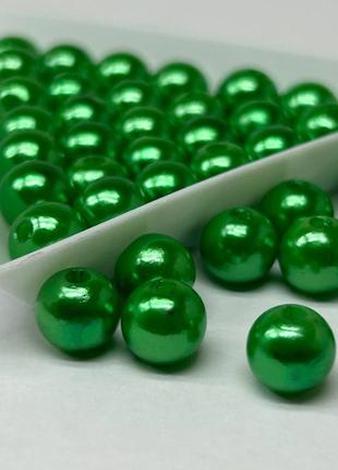 (20 грамм) бусины пластик ø8мм - зеленый перламутр