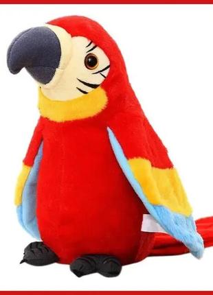 Интерактивная игрушка электронный говорящий попугай parrot talking красный