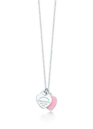 Серебряная подвеска mini double heart tag tiffany & co
