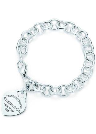Срібний браслет tiffany & co heart tag charm