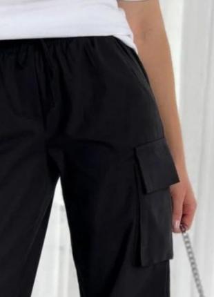 Черные женские брюки карго