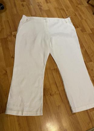 Женские летние брюки большого размера с льном,белого цвета