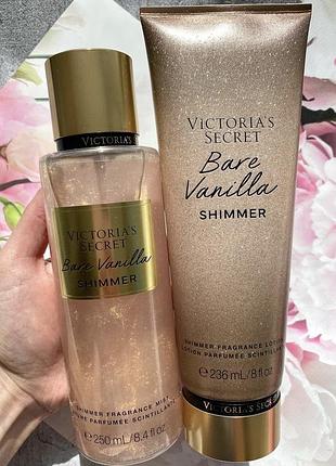 Набір bare vanilla shimmer victoria’s secret: парфюмированный спрей мист и лосьон с...