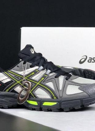 Чоловічі кросівки  asics gel kahana 8  сірі з чорним салатовим4 фото