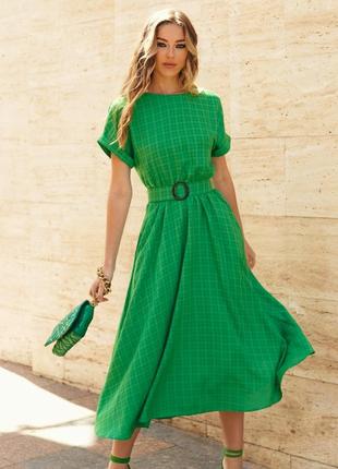 Зеленое платье штапель короткий рукав