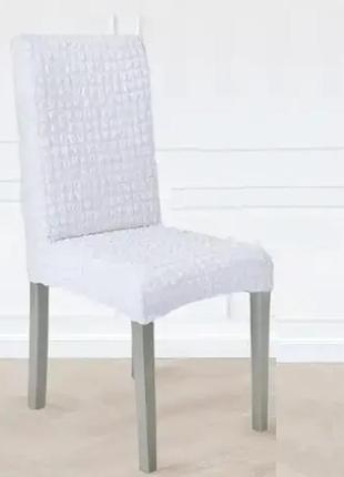 Комплект чохлів на стільці без оборки 6 штук (білий)2 фото
