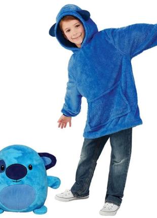 Худи для детей, huggle pets hoodie, детская толстовка, детский плед с капюшоном, цвет голубой1 фото