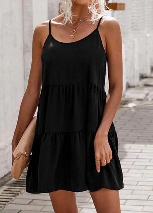Черное платье сарафан из вискозы m&amp;s collection