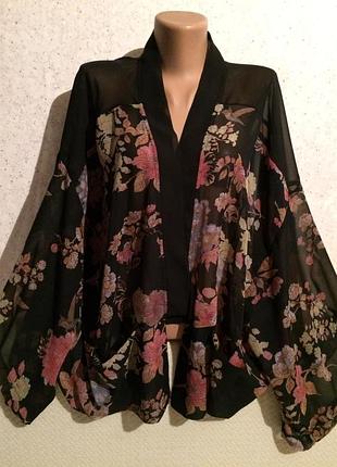 Накидка в японском стиле. легкий кардиган батал