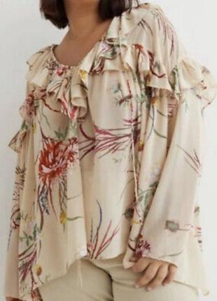Свободная лёгкая  блуза оверсайз в цветочный принт из коллекции h&m