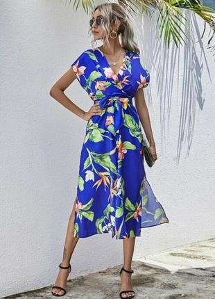 Zara платье  с тропическим принтом
