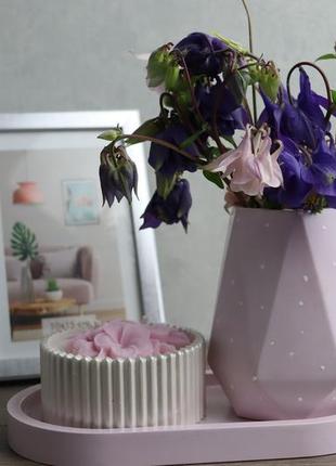 Рожевий набір, рожева свічка, ваза і підставка