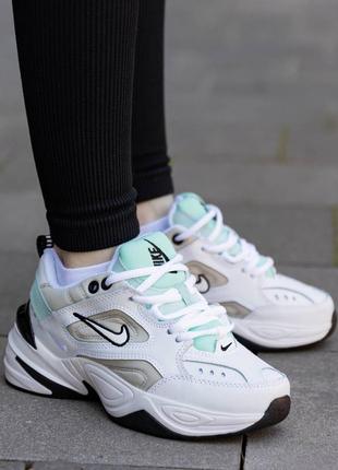 Жіночі білі кросівки nike m2k tekno white black mint