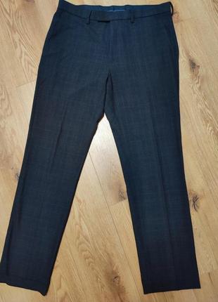 Штани брюки чоловічі класичні темно сині клітка зі стрілками прямі широкі  man, розмір xl