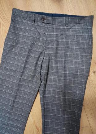 Штани брюки чоловічі класичні сірі клітка зі стрілками прямі широкі next man, розмір xl