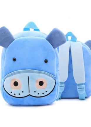 Детский плюшевый рюкзак бегемот blue