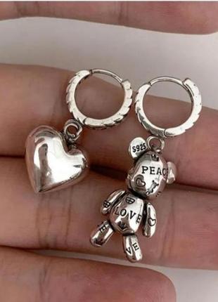 Сережки срібло оригінальні teddy bear 🧸 срібло 925