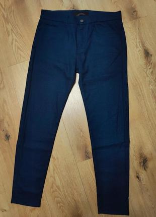 Штани брюки чоловічі класичні сині прямі slim fit zara man, розмір m.