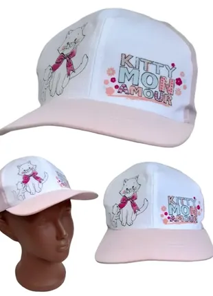 Бейсболка,кепка для дівчинки р50-52 рожева з білим,котик польща magrof 3158
