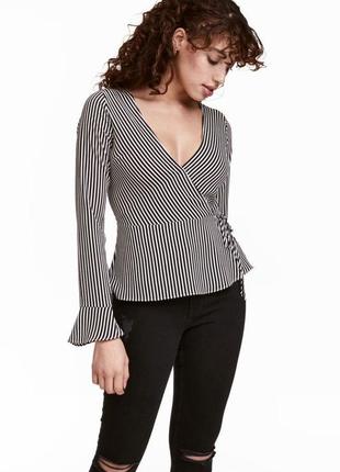 Летняя блуза m блуза на запах полосатая блузка