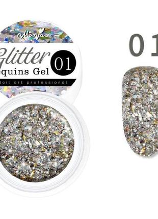 Глітерний гель monya glitter sequins gel №01