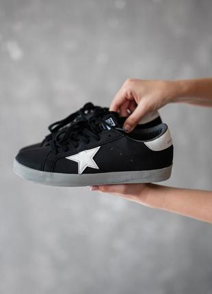 Кроссовки golden goose black white grey