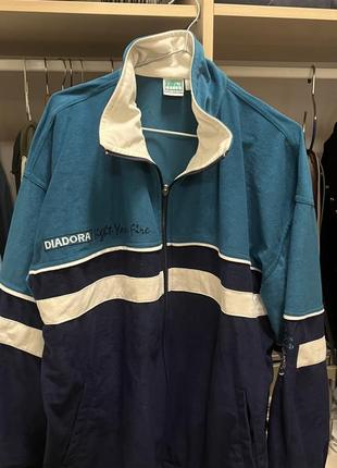 Олимпийка диадора 90 ые мастерка diadora винтаж куртка ретро ветровка
