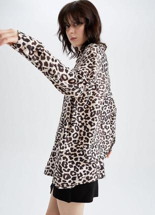 Женская свободная рубашка с леопардовым принтом defacto