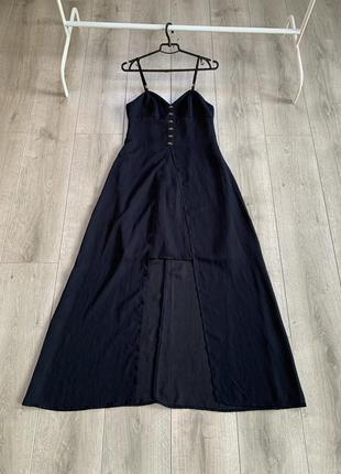 Вечірня максі сукня плаття довга розмір xs s синього кольору