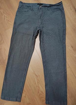Штани брюки чоловічі укорочені сірі дрібна клітка slim fit bpc man, розмір m - l
