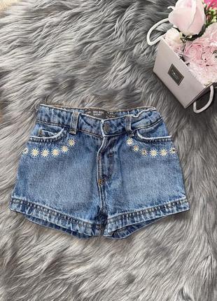 Стильні трендові джинсові шорти з вишивками для дівчинки 2/3р denim.co