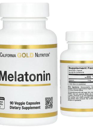 California gold nutrition мелатонін 3 мг 90 рослинних капсул вітамін melatonin гормон сну cgn-02379
