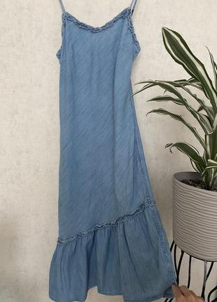 Романтична джинсова/бавовняна сукня f&amp;f 💙10/s/m