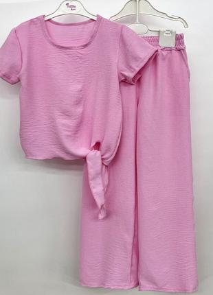 Розовый летний костюм для девочки 9 лет, размер 134