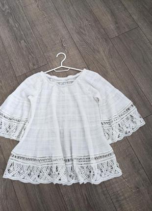 Белая блуза женская, жатка.размер s