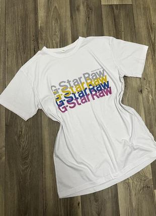 Оригинальная белая футболка с надписью g-star-raw