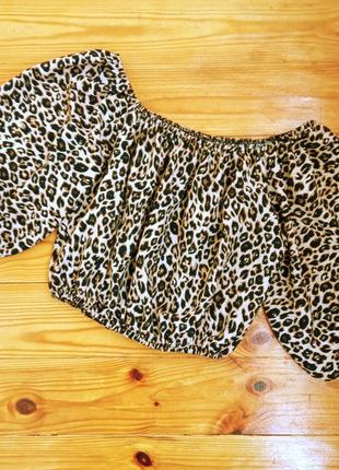 Блузка у леопардовый принт/ блузка в пышным рукавом/ блузка/ топ/ летний топ