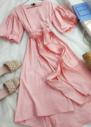 Ніжна рожева сукня на запах topshop