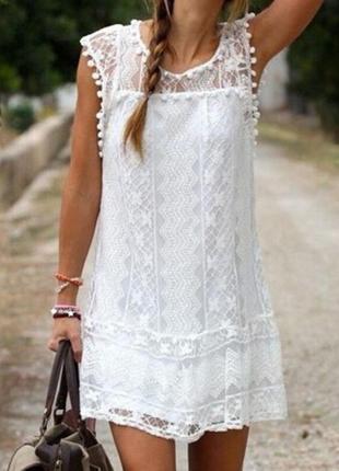 Кружевне літнє плаття біле
